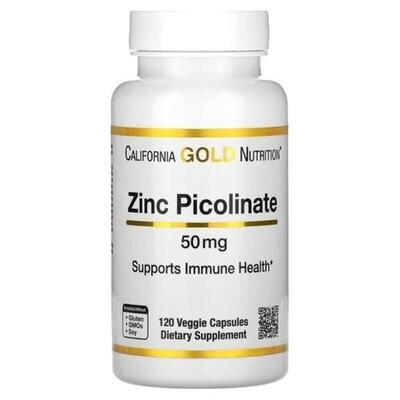 Цинк піколінат California Gold Nutrition Zinc picolinate 50 мг, 120 капсул
