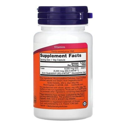 Метилфолат NOW Methyl Folate 5000 мкг вег. капсули №50