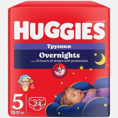 Підгузки-трусики Huggies Pants Overnights дитячі, нічні, розмір 5, 12-17 кг, 24 шт