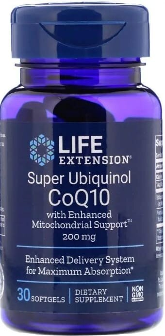 Убіхінол CoQ10 Life Extension Ubiquinol CoQ10 200 мг, 30 капсул