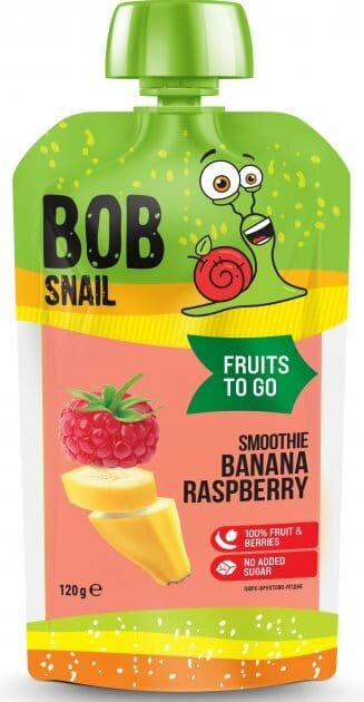 Пюре фруктове Bob Snail Fruits To Go Смузі Банан-Малина, пастеризоване, 120 г