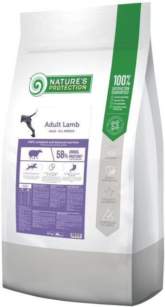 Корм сухий для дорослих собак всіх порід Nature's Protection Adult Lamb All Breeds з ягнятиною (NPB46030), 18 кг