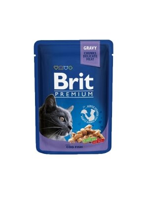 Корм вологий для котів Brit premium Pouches with cod fish з тріскою, 100 г