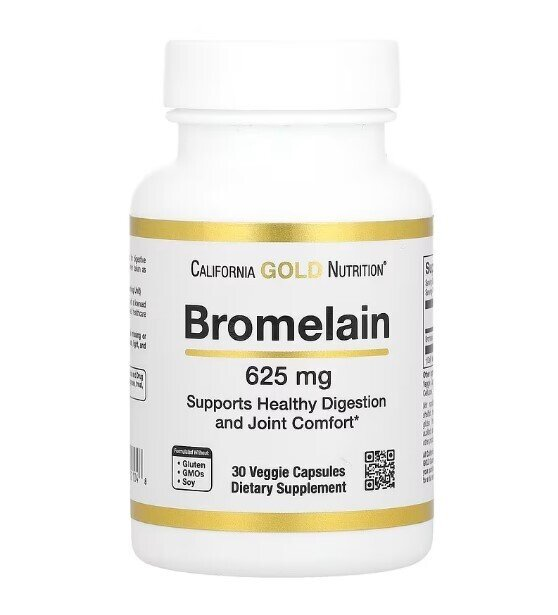 Бромелаїн California Gold Nutrition Bromelain 500 мг, 30 рослинних капсул
