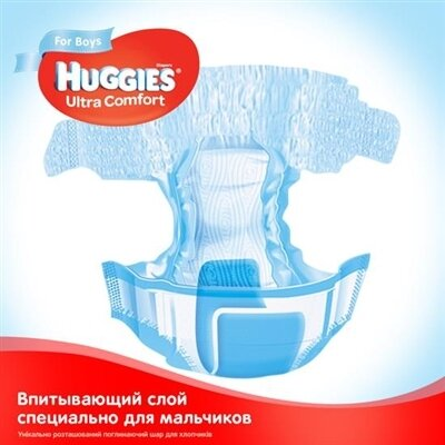 Підгузки дитячі Huggies Ultra Comfort для хлопчиків розмір 3, 5-9 кг, 56 штук