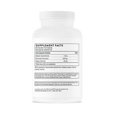 Травні ферменти (Бетаїн/Пепсин/Панкреатин) Thorne Research Multi Enzyme капсули №180