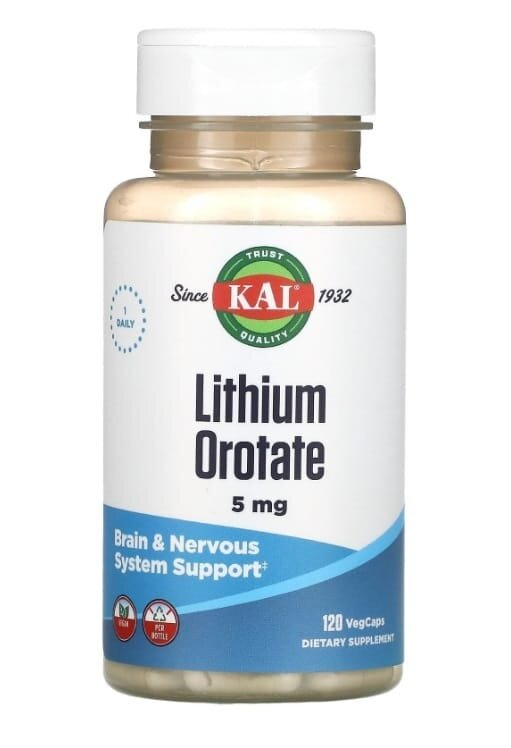 Літій оротат KAL Lithium Orotate 5 мг, 120 капсул