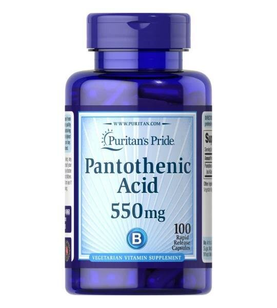 Пантотенова кислота Puritan's Pride Pantothenic Acid 550 мг, 100 капсул