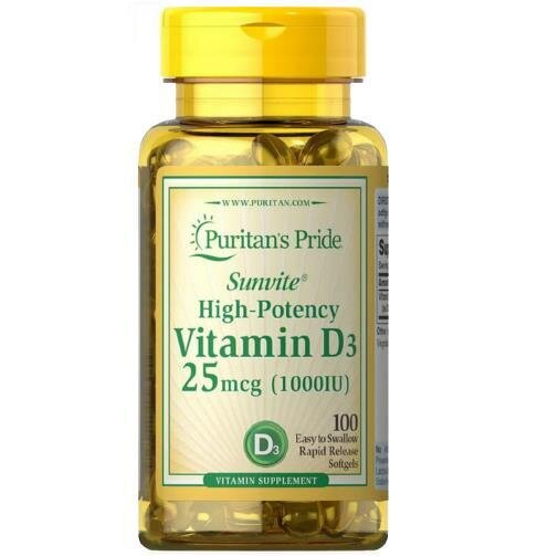 Вітамін Д3 Puritan's Pride Vitamin D3 1000, 100 капсул