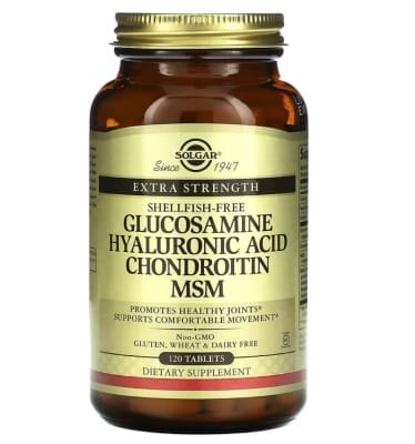 Глюкозамін, гіалуронова кислота, хондроїтин та МСМ Solgar Glucosamine Hyaluronic Acid Chondroitin MSM таблетки №120