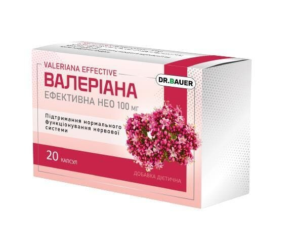 Валеріана Ефективна Нео 100 мг капсули №20 (10х2)
