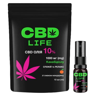 Канабідіол CBD life Олія 10%, спрей оральний зі смаком мандарину по 10 мл у флаконі