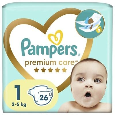 Підгузки дитячі Pampers Premium Care розмір 1, 2-5 кг, 26 шт