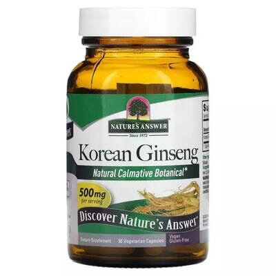 Корейский женьшень Nature's Answer Korean Ginseng 500 мг, 50 вегетарианских капсул