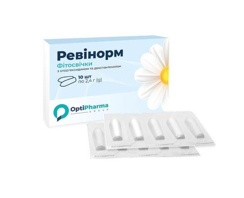 Ревінорм фітосвічки хлоргексидин та декспантенол по 2,4 г №10 (5х2)