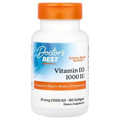Вітамін Д3 Doctor's Best Vitamin D3 1000 МО, 180 капсул