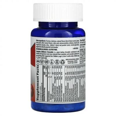 Вітамінно-мінеральний комплекс для дітей Trace Minerals Complete Multi Children's Chewable зі смаком вишні, 60 жувальних таблеток