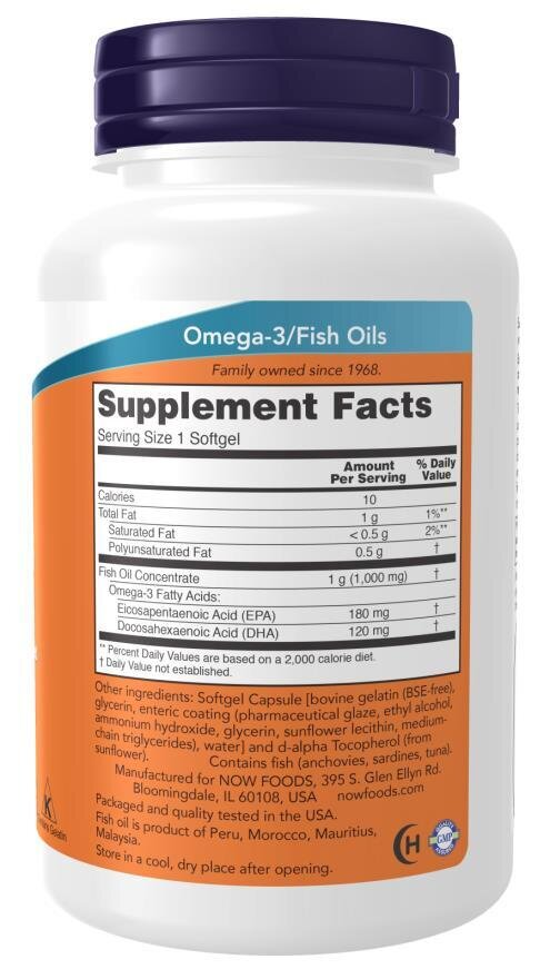 Омега-3 NOW Omega-3 Fish Oil Odor Controlled м'які капсули №90