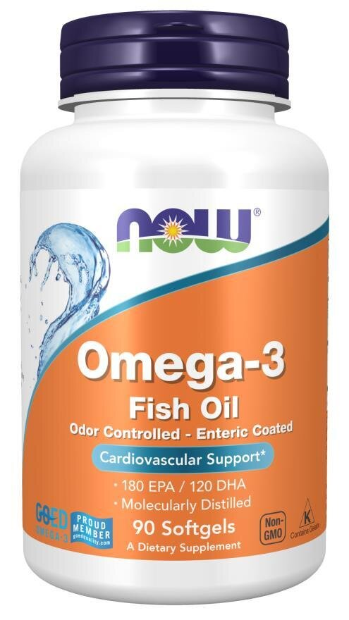 Омега-3 NOW Omega-3 Fish Oil Odor Controlled м'які капсули №90