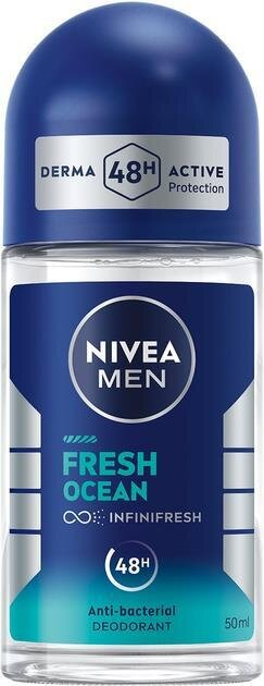 Дезодорант-антиперспірант кульковий Nivea Men Fresh Ocean Свіжість океану 48h (80054), 50 мл