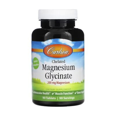 Магній Carlson Labs Chelated Magnesium Glycinate 200 мг, 90 таблеток
