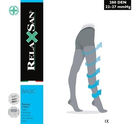 Колготки компресійні Relaxsan Basic 980 компресія 22-27 мм рт. ст., 280 den, колір бежевий, розмір 5