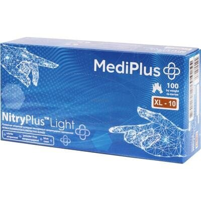 Рукавички оглядові MediPlus нітрилові неприпудрені, розмір XL, нестерильні, сині, 1 пара