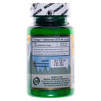 Келп Healthyway Production 150 мкг органічного йоду таблетки №90
