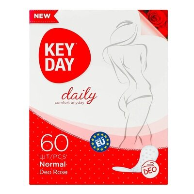 Прокладки гiгiєнiчнi щоденнi Key Day Daily Normal Deo Троянда, 60 штук