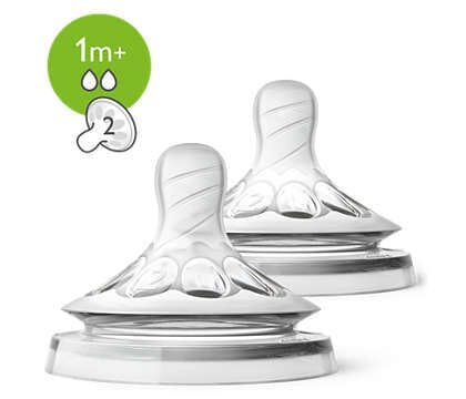 Соска силіконова Philips Avent Natural 2.0 SCF042/27, 2 отвори, від 1 місяця, 2 шт