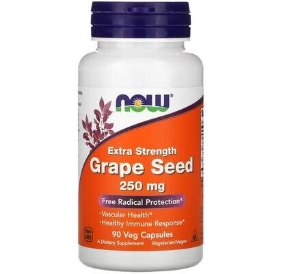 Виноградні кісточки NOW Grape Seed 250 мг вег. капсули №90