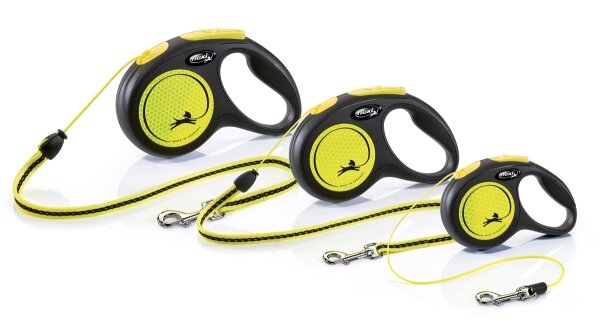 Повідець-рулетка Flexi New Neon S трос 5m/12кг жовтий 25215