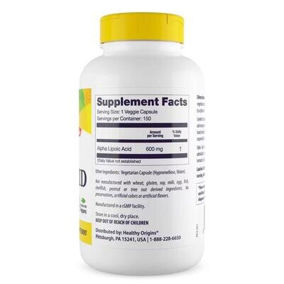 Альфа-ліпоєва кислота Healthy Origins Alpha Lipoic Acid 600 мг, 150 капсул