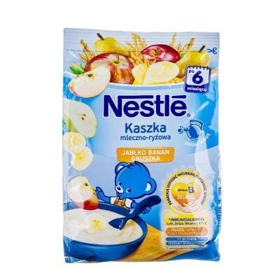 Каша молочна Nestle рисова з бананом, яблуком і грушою, з 6 місяців, 230 г