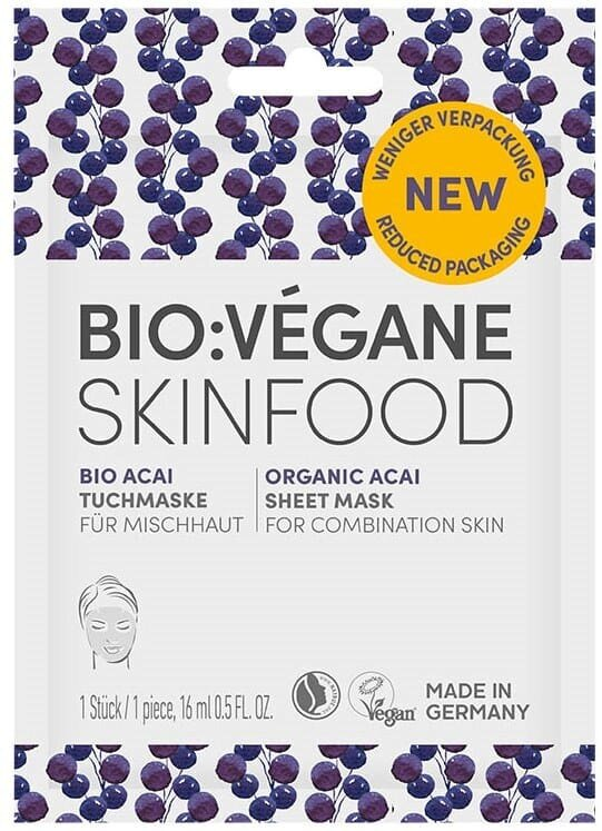 Маска для обличчя Bio:Vegane Органічні ягоди Асаї для комбінованої шкіри, 16 мл