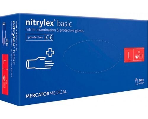 Рукавички оглядові Mercator Medical Nitrylex basic нітрилові непудровані, розмір L, нестерильні, пара