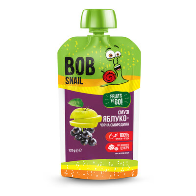 Пюре фруктове Bob Snail Fruits To Go Смузі Яблуко-Чорна Смородина, пастеризоване, 120 г