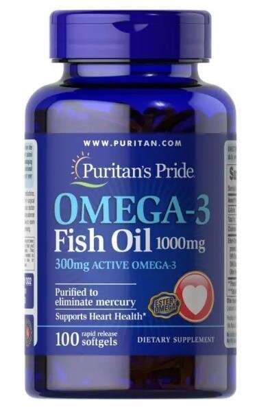 Омега-3 риб'ячий жир Puritan's Pride Omega-3 Fish Oil 1000 мг, 100 гелевих капсул