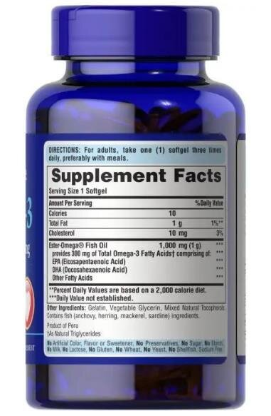 Омега-3 риб'ячий жир Puritan's Pride Omega-3 Fish Oil 1000 мг, 100 гелевих капсул
