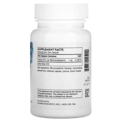 Метилкобаламін Thorne Research Methylcobalamin 1000 мкг капсули №60