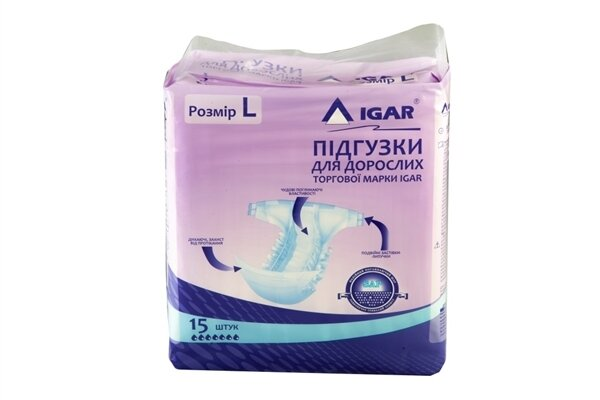 Підгузки для дорослих IGAR розмір L, 15 штук