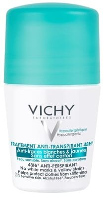 Дезодорант-антиперспірант кульковий Vichy 48h проти білих слідів та жовтих плям, 50 мл