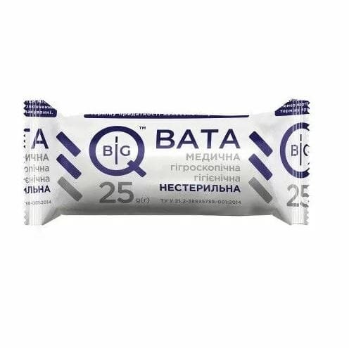 Вата нестерильна BigQ медична гігієнічна, ролик 25 г