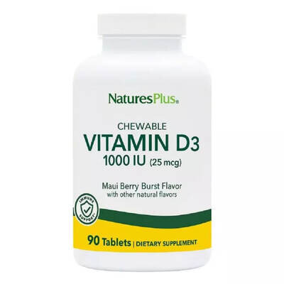 Вітамін D3 для дорослих Natures Plus Vitamin D3 1000 МО смак ягід, 90 таблеток