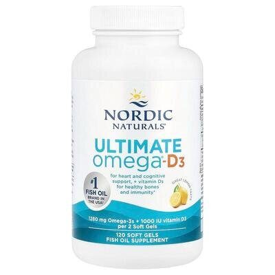 Омега та Д3 Nordic Naturals Ultimate Omega-D3 лимон, 1000 мг, 120 капсул