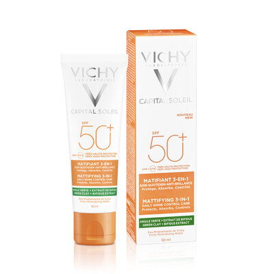 Крем Vichy Capital Soleil, сонцезахисний матуючий, 3-в-1, для жирної, проблемної шкіри, SPF 50+, 50 мл