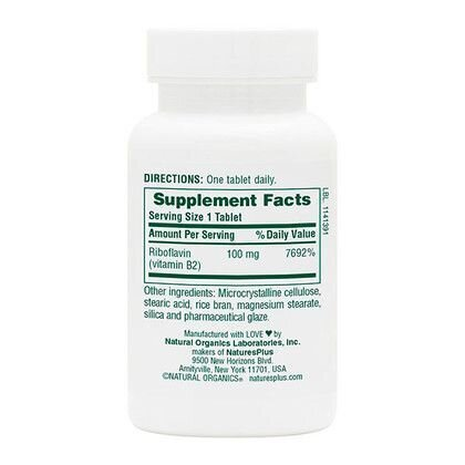 Рибофлавін Nature's Plus Vitamin B2 100 мг, 90 таблеток