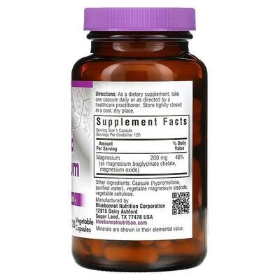 Хелатний Буферний Магній Bluebonnet Nutrition Buffered Chelated Magnesium, 120 рослинних капсул