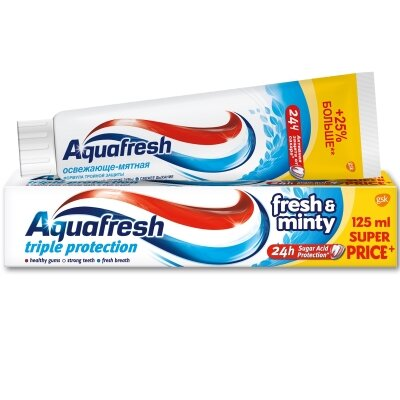 Зубна паста Aquafresh Tripl Protection потрійний захист освіжаюче-м'ятна, 125 мл