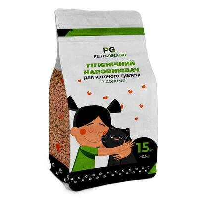 Наповнювач для котячого туалету Pellegreen Bio із соломи, 15 кг